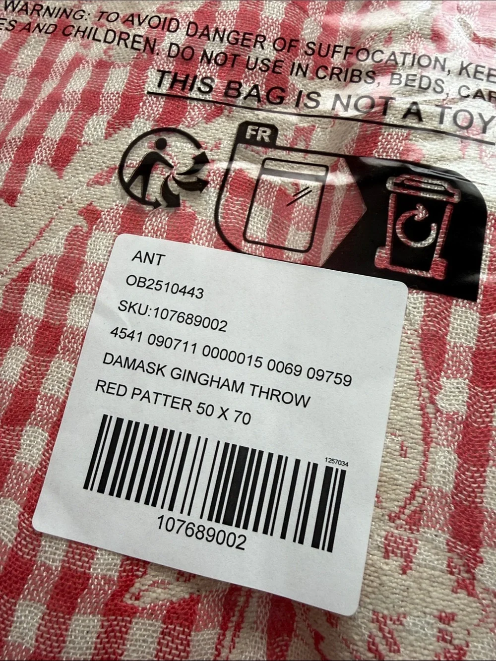 Anthropologie Pink & Cream Geometric Medallion Throw strawberry gingham